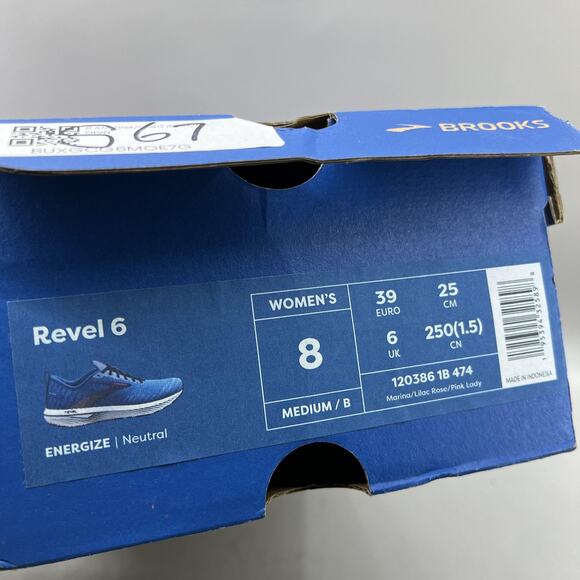 Brooks Revel 6 Running Shoes Women Size 8 Blue Pink Comfort Sneakers With Box - Picture 8 of 9